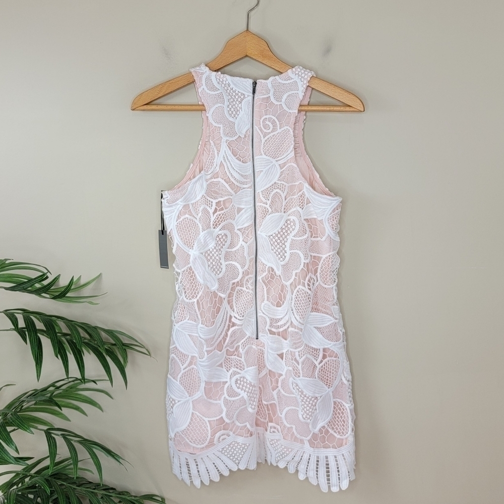 NWT Lovers + Friends | White & Pale Pink Lace Overlay Tank Dress Size Small - Picture 5 of 6